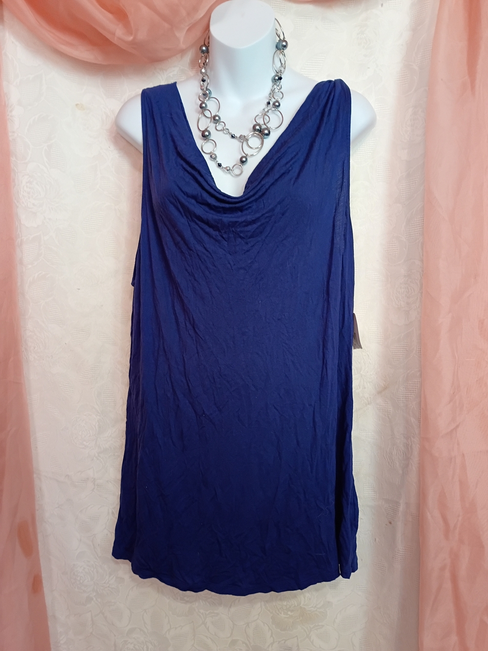 Mossimo Supply Ladies Royal Blue Sleeveless Cowl Neck Tank Sz XXL